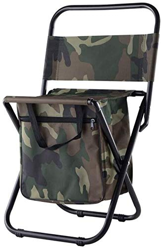 TentHome Campingstuhl mit Rückenlehne Klappstuhl Anglerstuhl Multifunktions-Angelrucksack Stuhl mit Kühltasche isolierter Tasche für Angeln Strand Camping Picknick Garten Militärische Tarnung