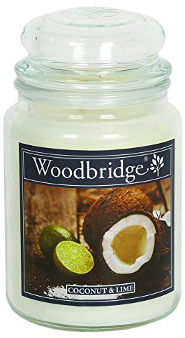 Woodbridge Große Duftkerze im Glas mit Deckel | Coconut Lime | Duftkerze Kokos | Kerzen lange Brenndauer | Raumduft für Zuhause | Kerze 2 Docht