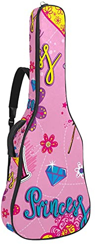 Princess Gitarrentasche mit Reißverschluss, für Bassgitarre, Akustik- und klassische Folk-Gitarre, Pink