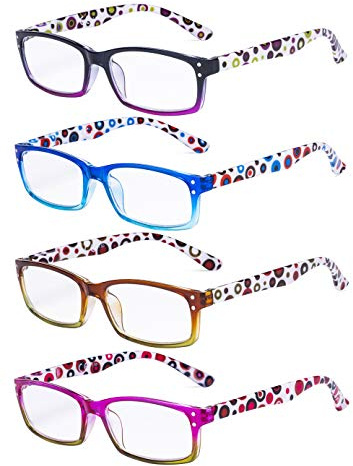 Eyekepper Damen Lesebrille 4er Pack,niedlich Punktmuster Bügel Lesebrille