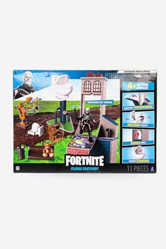 Fortnite Bear,Teddy FNT0990 Micro Legendary Series POI Flush Factory, inklusive Spielset, Zubehör und 6,3 cm Totenkopf-Trooper-Figur, Mehrfarbig