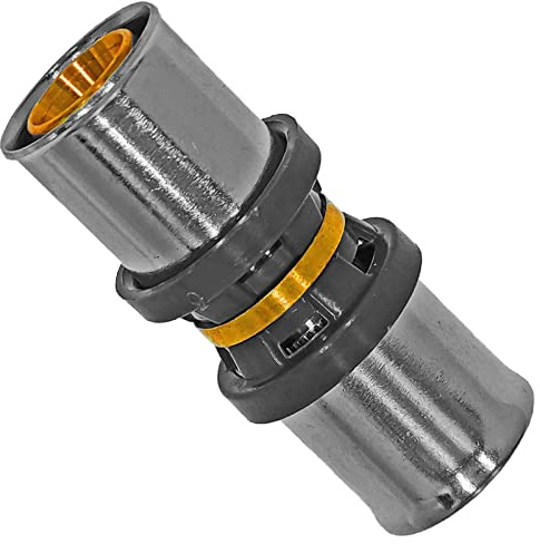 MegaHaustechnik Kupplung Muffe Verbinder Pressfitting aus Messing für Mehrschichtverbundrohr 16x2 mm Außendurchmesser x Wandstärke Trinkwasser geeignet TH U Profil Kontur