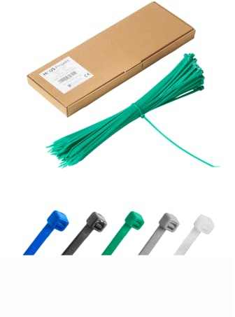 Haus Projekt Pack de 100 Bridas de Plástico Verde Premium Fuertes Industrial, 300mm x 3.6mm, Bridas de Plástico para Cables Multifunción para Uso Interior y Exterior, Gestión de Cables, Cableado