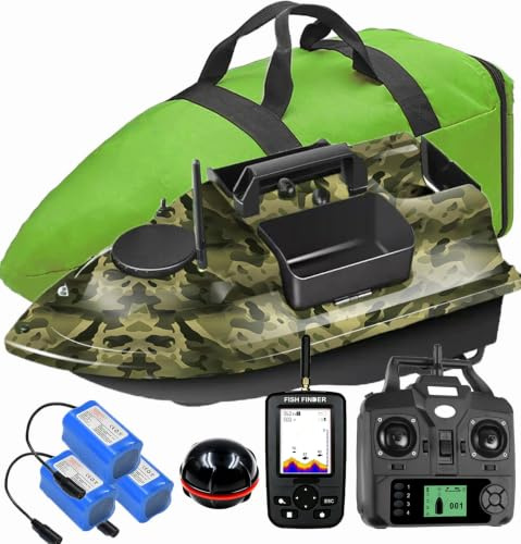 YLLLLY 12000mah 500M 3 trémies GPS barchino carpfishing Bait Boat Carp Hook Post bateau de pêche, capteur LCD Fishfinder, avec sac, batterie de grande capacité, offre des antennes,