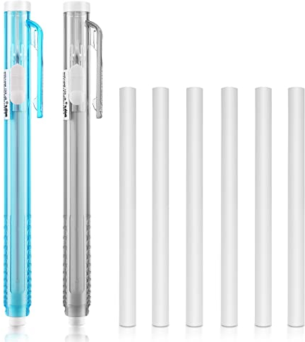Molain Radiergummi Set im Stiftstil, 2 einziehbare mechanische Radierstifte mit 6 Ersatz Radierminen, einziehbarer Radiergummi Click Stick Radiergummis Bar Radiergummis für Schule Büro Malen