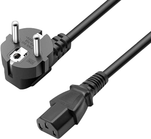 1.8 Stromkabel IEC 320 C13 Kaltgerätekabel 3 Poliges Netzkabel CEE 7/7 Euro Stecker AC Kable für PC, Monitor, TV Fernseher, PS3 PS4 PRO, Drucker, Computer Bildschirm, Beamer etc.