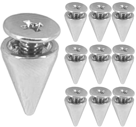 100 juegos de clavos cónicos de rosca, remaches de metal para ropa de estilo punk, zapatos de bala, bolsos, collares de perro, accesorios, decoración de manualidades (cono de 7 x 10 mm)
