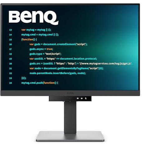 BenQ RD240Q - Monitor de programación WQXGA de 24 Pulgadas, USB Tipo C de 90 W, Modos de codificación avanzados, tecla de Acceso rápido de codificación, diseño ergonómico, relación Especial 16:10,