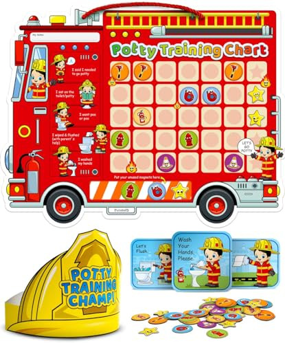 PUTSKA Tableau de récompense d'apprentissage de la propreté pour enfants, 35 autocollants, couronne, pompier