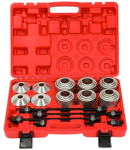 GEARMONSTER 28-TLG Silentlager Satz, Radlager Presse Abzieher Buchsen Werkzeug Druckhülsen Set mit Aufbewahrungskoffer, Abzieher Ausdrücker Montage Demontage für Auto, PKW, LKW