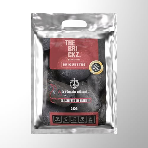 THEBRICKZ BRIQUETTES | 10 x 2 kg Briketts | für die Grillzubereitung | in 3 Sek. entflammt | Rauch- und Geruchsfrei (10)