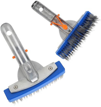 2 Stück Poolbürste, Pool-Schrubberbürste, Edelstahl, 14 cm, Hand-Pool-Reinigungsbürste für Wände, Fliesen, Böden, Stufen