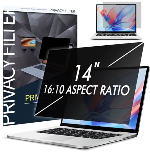 Filtre de confidentialité 14 pour ordinateur portable - Rapport d'aspect 16:10 - SOPPY - Anti-reflet - Anti-lumière bleue - Film de confidentialité amovible pour Hp/Dell/Acer/Lenovo/ThinkPad/Asus 14