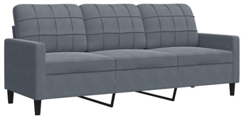 Gecheer 3-Sitzer Sofa Polstersofa Loungesofa Gästesofa Modern Couch 3er Sitzsofa Polstermöbel Schlafsofa Bettsofa für Wohnzimmer/Schlafzimmer/Gästezimmer, Dunkelgrau 180 cm Samt