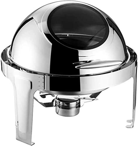 UQACHG Set di scaldavivande in Acciaio Inossidabile, Set di scaldavivande Rotondi in Acciaio Inossidabile, scaldavivande da Tavolo Rotondo, per Catering, Buffet, Vassoio scaldav