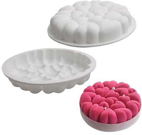 MARUKO Silikon Backform Herz, 8 Zoll Kuchenform Herz, Herzform Backform Groß, Antihaft Wiederverwendbare DIY Geschenk Küche Zubehör (GT022)