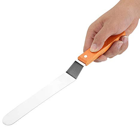 Spatule de décalage de gâteau de gâteau professionnel, spatule de glaçage à gâteau en acier inoxydable avec couteaux à palette plate à poignée en bois pour la cuisson ou le glaçage (20,3 cm / 8in)