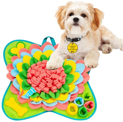Schnüffelteppich Hund, Schnüffelmatte, Futtermatte Trainingsmatte für Langsames Fressen, intelligenzspielzeug für Hunde, Waschbare Trainingsmatte 50x50cm