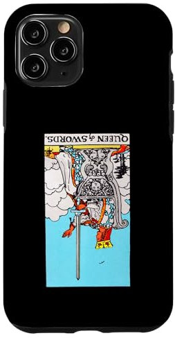 Queen of Swords Carte de tarot vintage Motif cavalier inversé Waite Coque pour iPhone 11 Pro