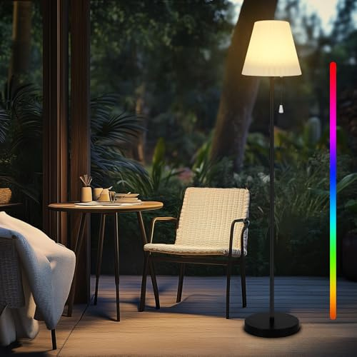 YUNYODA Solar Stehlampe Outdoor, Stehleuchte Garten Stehlampe Ferndimmen IP65 Wasserdicht Dimmbar Warmweiß und RGB Akku stehlampe kabellos USB Aufladbar LED Solarlampen für Lawn Pool Terrasse
