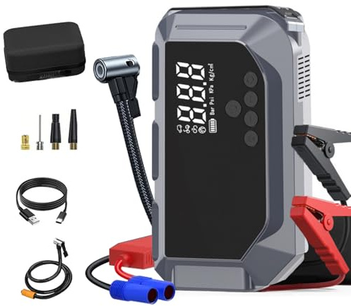 BEOSIOR 8000mah Car Battery Charger, Portable Car Jump Starter Power Bank for 12v Vehicles(Up To 4.0l Gas Or 2.5l Diesel Engine), Battery Booster Jump Starter,Power Bank with Led Flashlight, Air Pump