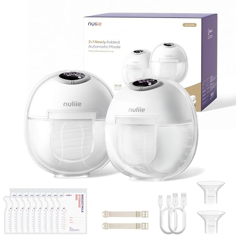 Nuliie Tiralatte elettrico portatile S32, pompa per latte elettrica a mani libere, 4 modalità, 9 livelli con flangia comoda da 18/21/24 mm, privata, con accessori di ricambio inclusi nella confezione