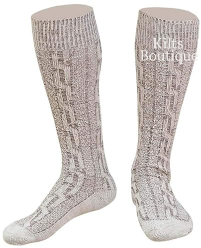 Kilts Boutique bayerska Lederhosen herrstrumpor – klassiska oktoberfest kostymstrumpor, grå ochsvart, XL