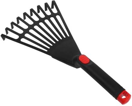 Operitacx Rastrillo de Jardín Pequeño de Plástico con Mango Seguro para Barrer y Recoger Residuos Herramienta de Jardinería Práctica y Ligera para Uso Parques y Huertos