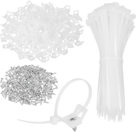 sourcing map 240 soportes tipo sillín de 2,8 cm con bridas de 15,24 cm y tornillos de rosca M5, juego de abrazaderas de soporte organizador de cables, color blanco