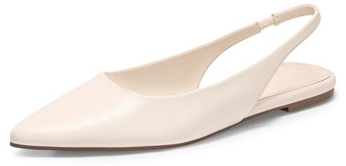 Coutgo Womens Slingback Flats Pointed Closed Toe Ballet Flats Comfortable Slip On Work Dress Shoes, Beige, Size 10