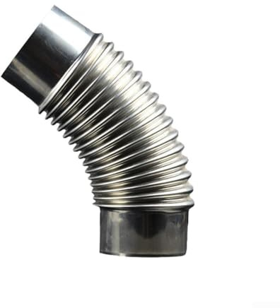 Tubo curvo per canna fumaria a gomito in acciaio inox a 45 gradi per stufe, camino, forno a legna, scaldabagno a gas e cappa da cucina (80 mm)