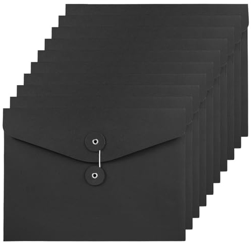 10 stycken dokumentpåsar A5, 24 x 17 cm kraftpapper samlarmapp, kraftpappersmapp med extern knapp, presentationsmapp, portfölj mapp, mapp kartong för kontor skola hem