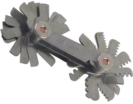 VBESTLIFE Herramienta de Medición de Paso de Tornillo Whitworth de 51/52 Piezas, Medidas Precisas, Calibre de Enchufe de Rosca Ligero y Delicado con Interruptor Giratorio, Diseño Resistente para