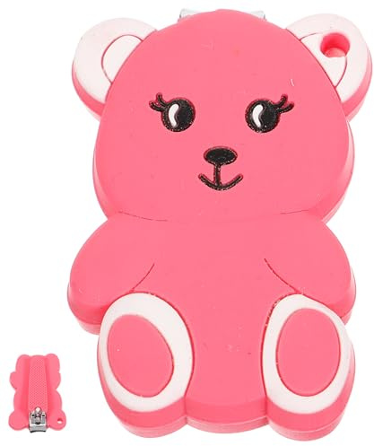CLISPEED Cortaúñas para Bebés Diseño de Oso Rosa, Material Acero al Carbono y Silicona Antideslizante, Cortapelos Seguro para Recién Nacidos y Pequeños, Adecuado para Cuidado de Uñas