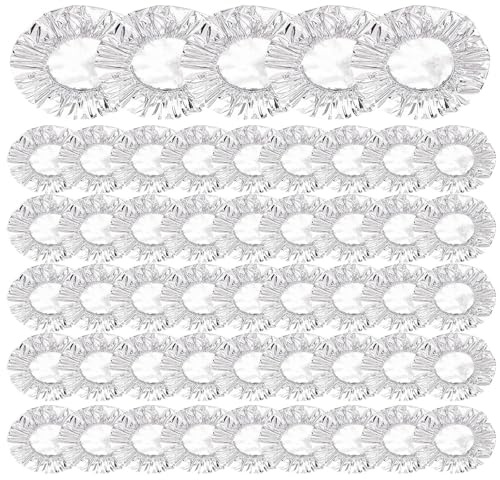 Aluminium Foil Food Covers, Pack of 50, Reusable Elastic Stretch Lids for Bowls Plates and Dishes, Heat Insulated Food Protector, Keep Food Fresh, Kitchen Picnic BBQ Party Use