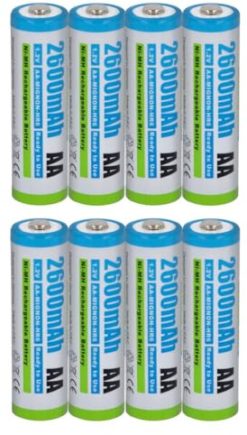 8 STK. Akku NI-MH Mignon AA HR6, KR6, LR6, R6, L6-2600mAh