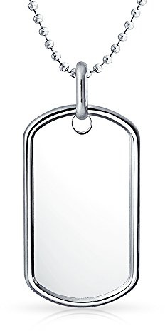Personalizada Tradicional Para Hombres Grandes Del Ejército Militar De La Etiqueta De Perro Colgante Collar Para Hombres .925 De Plata Esterlina Larga Cadena De Bolas De Bolas De 24 Pulgadas