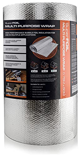 SuperFOIL Foil Insulation Roll - Energy Saving DIY Bubble Foil Sheet - 3-in-1 Sustainable Thermal Insulation Reflective Radiant Barrier & Vapour Barrier (Silver, 0.75m x 50m)