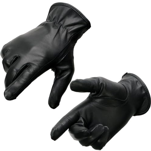 Milwaukee Leather SH886 Women's USA Deerskin Black Leather Unlined Lightweight Motorcycle Rider Gloves - Medium