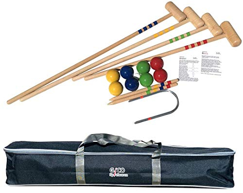 GICO KROBOC XL Krocket und Boccia Set, lustige Spiele für Kinder und Erwachsene, mit hochwertigen Komponenten aus Massivholz, 3109