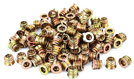 sourcing map Clef Hexagonale Type E-écrou Interface Insérée Vis Écrous M6 x 10mm Meubles en Bois 100Pcs
