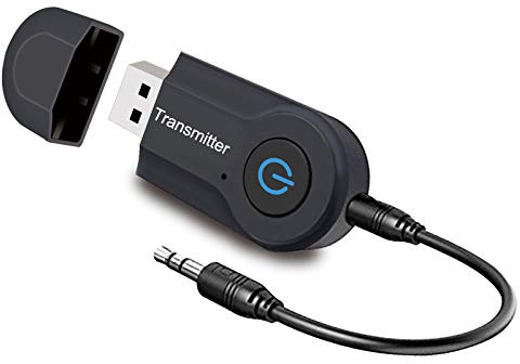 Andven Transmisor Bluetooth, USB Portátil Inalámbrico Música Adaptador Transmitter, para TV/Desktops/Laptops, Baja Latencia, Alta Fidelidad Estéreo, Plug and Play