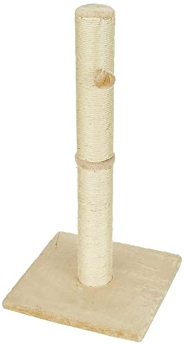 Kerbl Pet Kratzsäule Opal Maxi, Kratzbaum, beige, Natursisal, 38x38x78cm, kleine bis normalgroße Katzen, mit Sisalseil, zur Krallenpflege, Plüschball