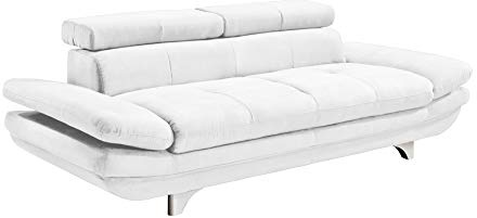 Mivano 3er-Ledersofa Enterprise / Dreisitzer Kunstleder-Couch mit Armteilfunktion und Kopfteilverstellung / 233 x 72 x 104 / Lederimitat, weiß