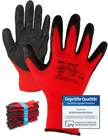 Trevendo Arbeitshandschuhe - WS-Pro Grip RSL - EN 388 - Montagehandschuhe mit Latexbeschichtung, atmungsaktiv & griffig - ideal für Bau, Garten, Logistik - Mehrfachpack - Größe 10, 48 Paar