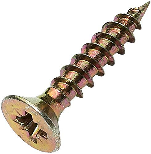 Aerzetix - C45140 - Lot de 100 - Vis à Bois - Ø3x16mm - en Acier Laitonné Métal - Tête Fraisée - à Empreinte Cruciforme Pozidriv - Couleur Laitonné