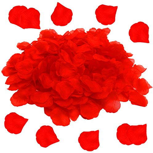 1200pcs Red Rose Petals for Bedroom, Artificial Rose Flowers, No-Taste Emulation Silk Rose Petals for Romantic Scenes Wedding Anniversary, birthday, Confession Decoration, Waterproof and Do Not Fade