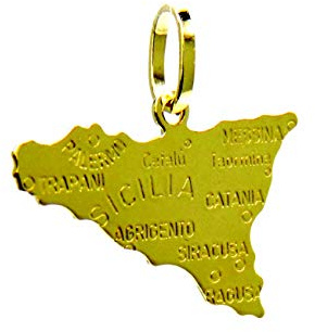 PEGASO GIOIELLI Pendentif Femme Homme en Or Jaune 18 carats (750) Pendentif Région Sicile Italienne Italie