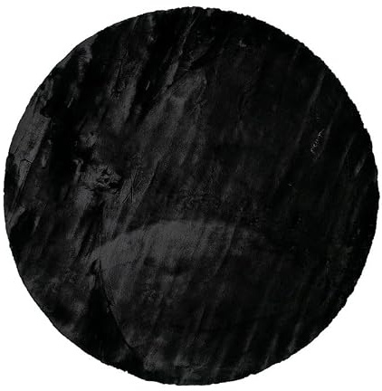Hochflor Teppich Rund - Comfy Supreme Schwarz - Ø 200 cm | Shaggy, Einfarbig - Ländlich, Modern, Skandinavisch - Wohnzimmer, Esszimmer, Schlafzimmer - Fellteppich