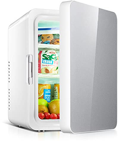 YuAiStore Mini frigo 10 litres / 12 boîte de maquillage portable réfrigérateur avec poignée pour la peau, les cosmétiques, la nourriture et la voiture,Star silver